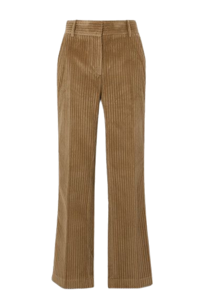 Cotton-corduroy Straight-leg Pants - Light brown