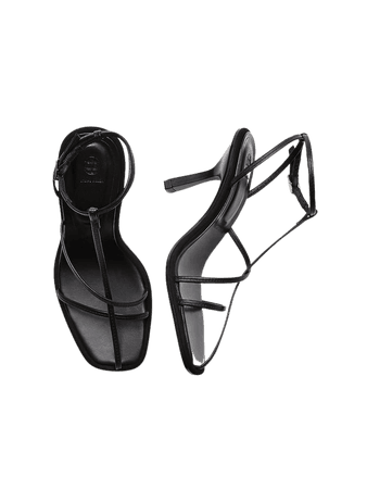 Black leather heeled sandals Limited Edition - Women - Massimo Dutti
