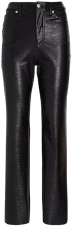 Super High Waisted Croc Faux Leather Modern Straight Pant | Express