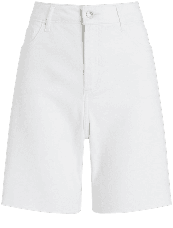 Curvy Conscious Edit High Waisted White Bermuda Jean Shorts | Express