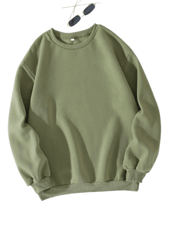 Solid Drop Shoulder Thermal Lined Sweatshirt | SHEIN USA