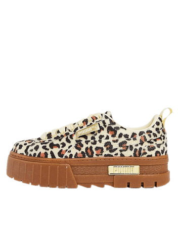 PUMA Mayze chunky sneakers in leopard ponyhair with gum sole | ASOS