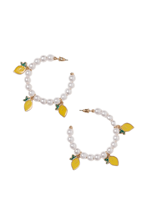 Lemon-pendant Earrings - White