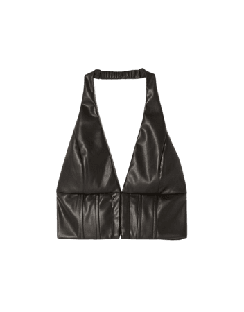 Corset-style faux leather top - Tops and Bodies - Woman | Bershka