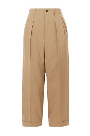 Beige Wool-gabardine straight-leg pants | SAINT LAURENT | NET-A-PORTER