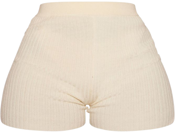 Shape Cream Knit Minimal Hot Pants | PrettyLittleThing CA