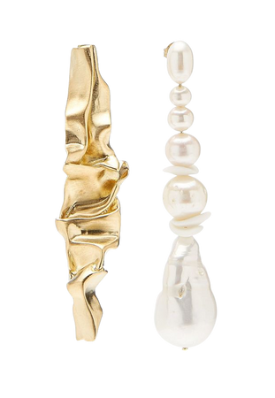 Crumple 14k Gold Vermeil, Pearl Earrings By Completedworks | Moda Operandi