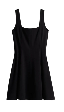 Square-neck Jersey Dress - Square Neckline - Sleeveless -Black -Ladies | H&M US
