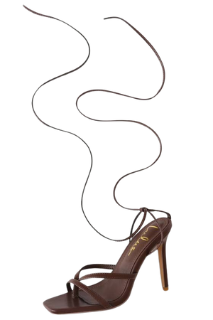 strappy brown heel