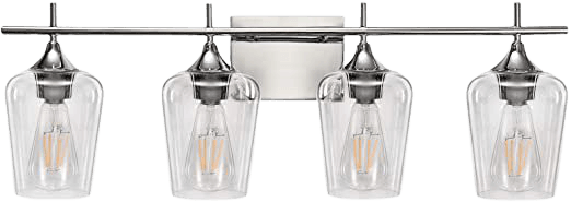 Amazon.com: Vanity Lights Fixtures Zicbol 2 Light Bathroom Light Fixtures, Chrome Wall Light with Clear Glass Shade Modern Bathroom Wall Sconce Lighting for Bath, Living Room, Bedroom, Stairs, Gallery, Restaurant: Home & Kitchen