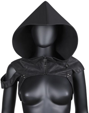 Halloween Steampunk Leather Black Hooded Cape Cloak