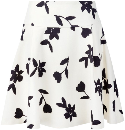 Carolina Herrera, White Floral Print Full Skirt