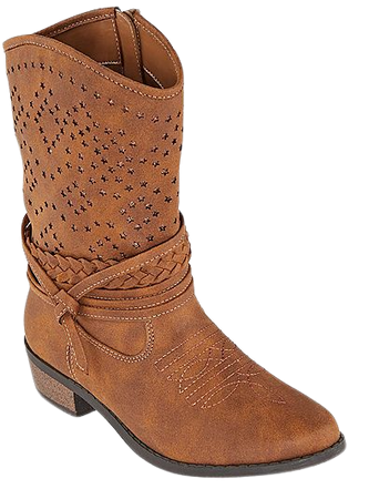 Arizona Girls Pumpkin Cowboy Boots Block Heel, Color: Cognac - JCPenney