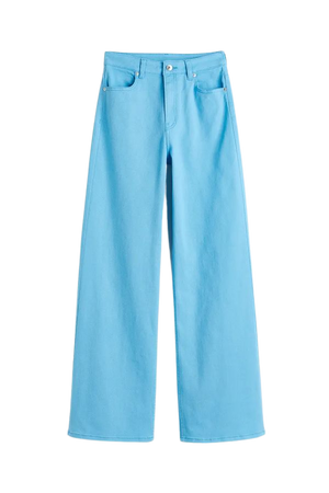 Wide-leg Twill Pants - Sky blue - Ladies | H&M US