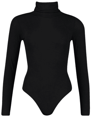 Black turtleneck bodysuit