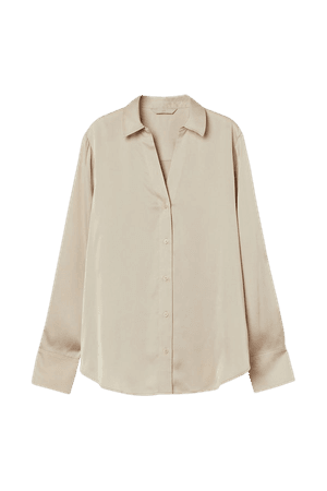 V-neck Blouse - Light beige - Ladies | H&M US