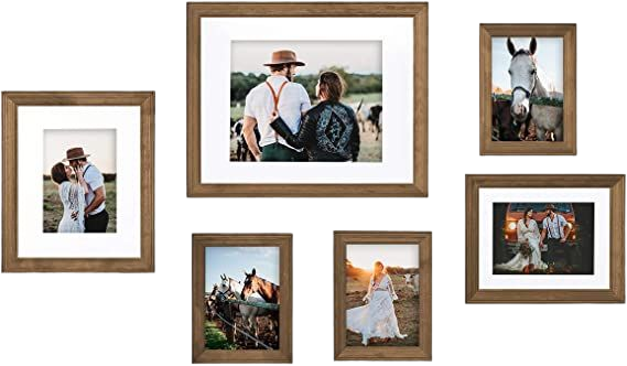 Amazon.com: Kate and Laurel Bordeaux Gallery Frame Wall Kit, Set of 6, Natural Rustic Brown, Chic Photo Frames for Wall: Furniture & Decor