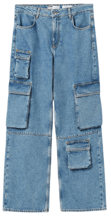 Multi-pocket cargo jeans - New - Woman | Bershka