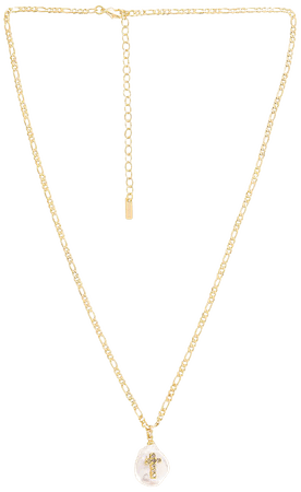 Natalie B Jewelry Pearl of Love Cross Necklace in Gold | REVOLVE