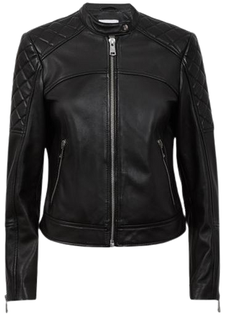 Reiss Adelaide Leather Collarless Quilted Jacket | REISS USA