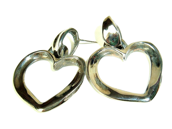 Robert Rose Mod Vtg 80s Heart Pierced Earrings Silver Tone Hippie Boho Chic | eBay