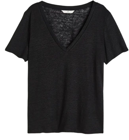 Linen T-shirt - Black - Ladies | H&M US