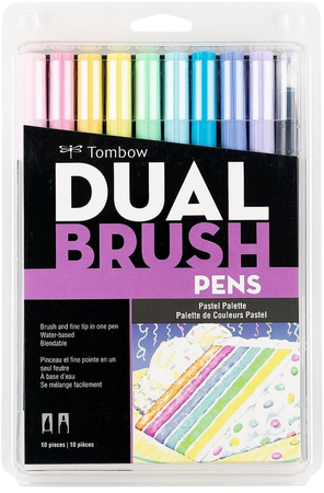 Dual Brush Pen Art Markers 10-Pack | Pastel | Brush Markers | Tombow