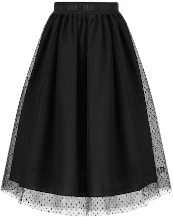 Kid's Long Skirt Black Plumetis Tulle | DIOR