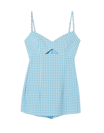 Gingham romper with cut-out detail - Dresses - Woman | Bershka