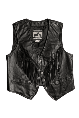 Vintage California Black FRINGE Leather Biker Vest 80s/90s | Etsy