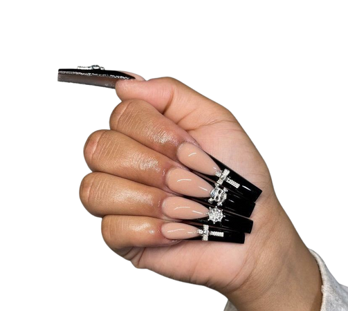 black french top long nails