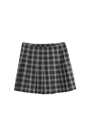 Pleated Skirt - Black/white plaid - Ladies | H&M US