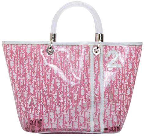 CHRISTIAN DIOR Tote Bag in Transparent Pink Monogram PVC For Sale at 1stdibs