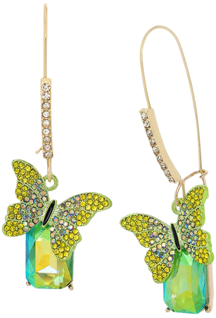 ALL A FLUTTER GREEN BUTTERFLY HOOK EARRINGS GREEN | Butterfly Earrings – Betsey Johnson