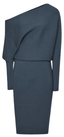 Lara Teal Off-The-Shoulder Knitted Dress – REISS