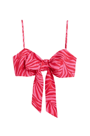 Tie-front Bralette - Pink/Zebra print - Ladies | H&M US