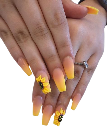 summer sunflower yellow flowing nails spring