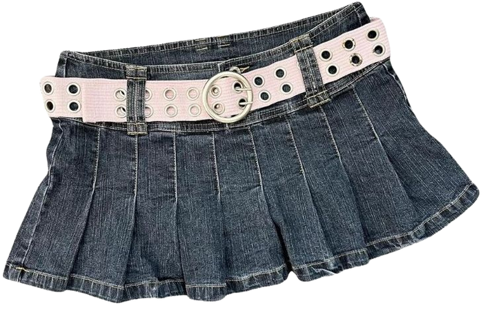 belt pleated skirt