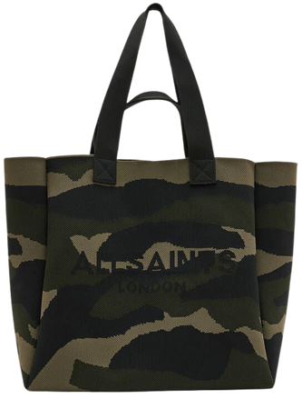 Izzy Logo Print Knitted Tote Bag CAMO GREEN | ALLSAINTS US