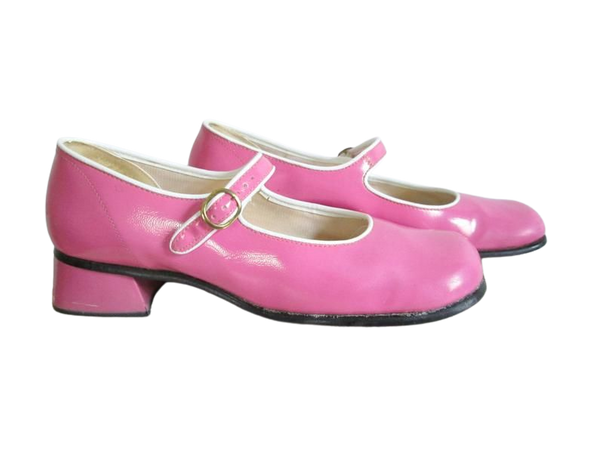 Vintage 1970s Mary Jane Shoes Hot Pink and White Patent | Etsy