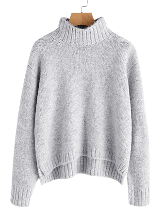 Marled Knit Stepped Hem Sweater | SHEIN USA