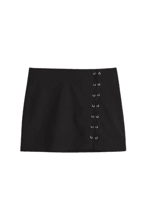 Lacing-detail Twill Skirt - Black - Ladies | H&M US