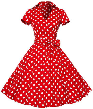 Amazon.com: Samtree Womens Polka Dot Dresses,50s Style Short Sleeves Rockabilly Vintage Dress(L(US 8-10),Polka Dot Red): Clothing