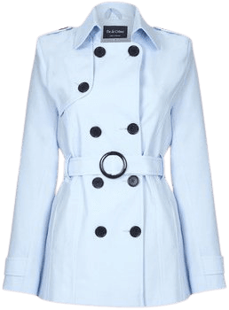 De La Creme Spring Tie Belted Short Trench Coat Blue - Clothing Coats Women £ 99.99
