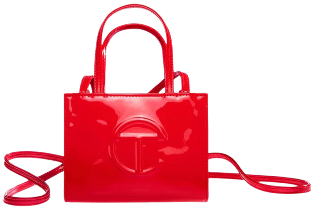 Red patent leather small Telfar bag