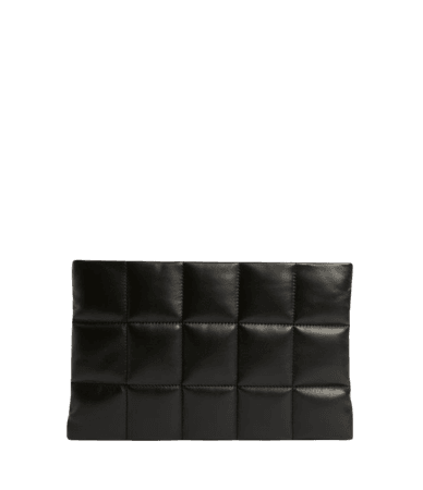 ALLSAINTS US: Womens Bettina Leather Quilted Clutch Bag (black)