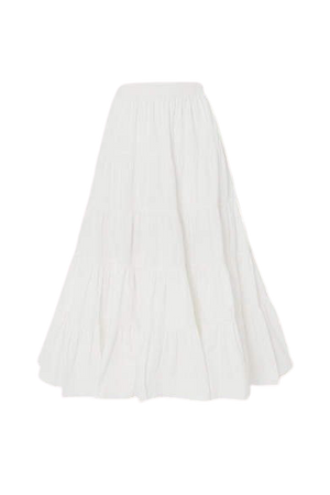 Sylvie Tiered Cotton-poplin Maxi Skirt - White