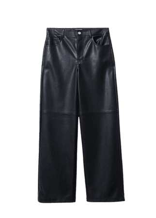 Leather effect high waist pant - Women | Mango USA