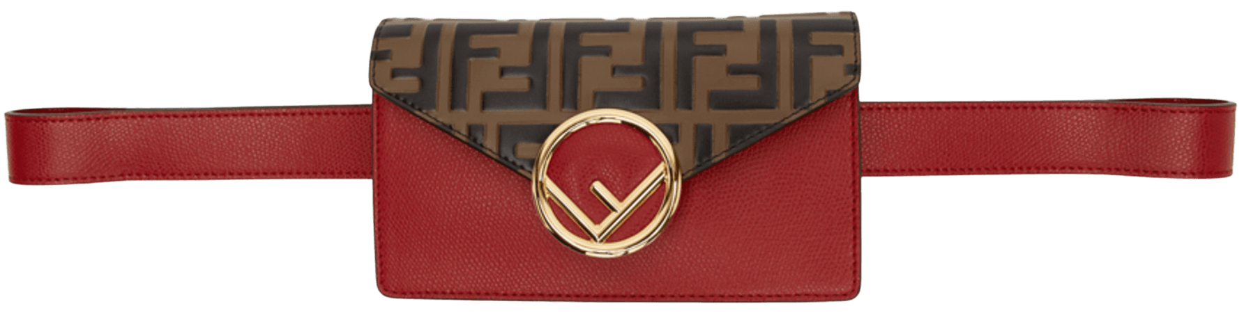 Fendi: Red & Brown 'Forever Fendi' Belt Bag | SSENSE