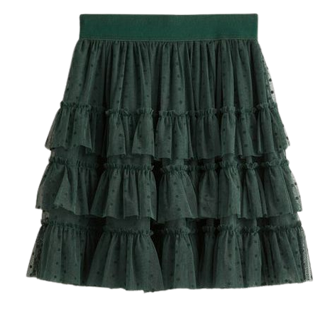 Ruffle Tulle Mini Skirt - Onyx Green | Boden US